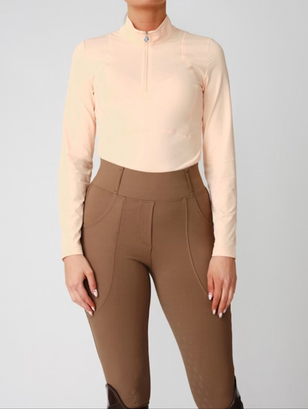PS of Sweden Adele Base Layer Long Sleeve 1/4 Zip Size XL in Peach Equestrian